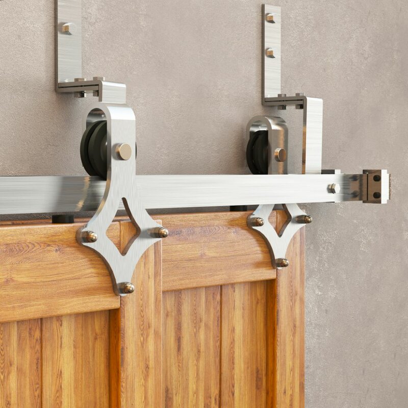 Homacer Double Track Z Bypass Barn Door Hardware Kit Wayfair 